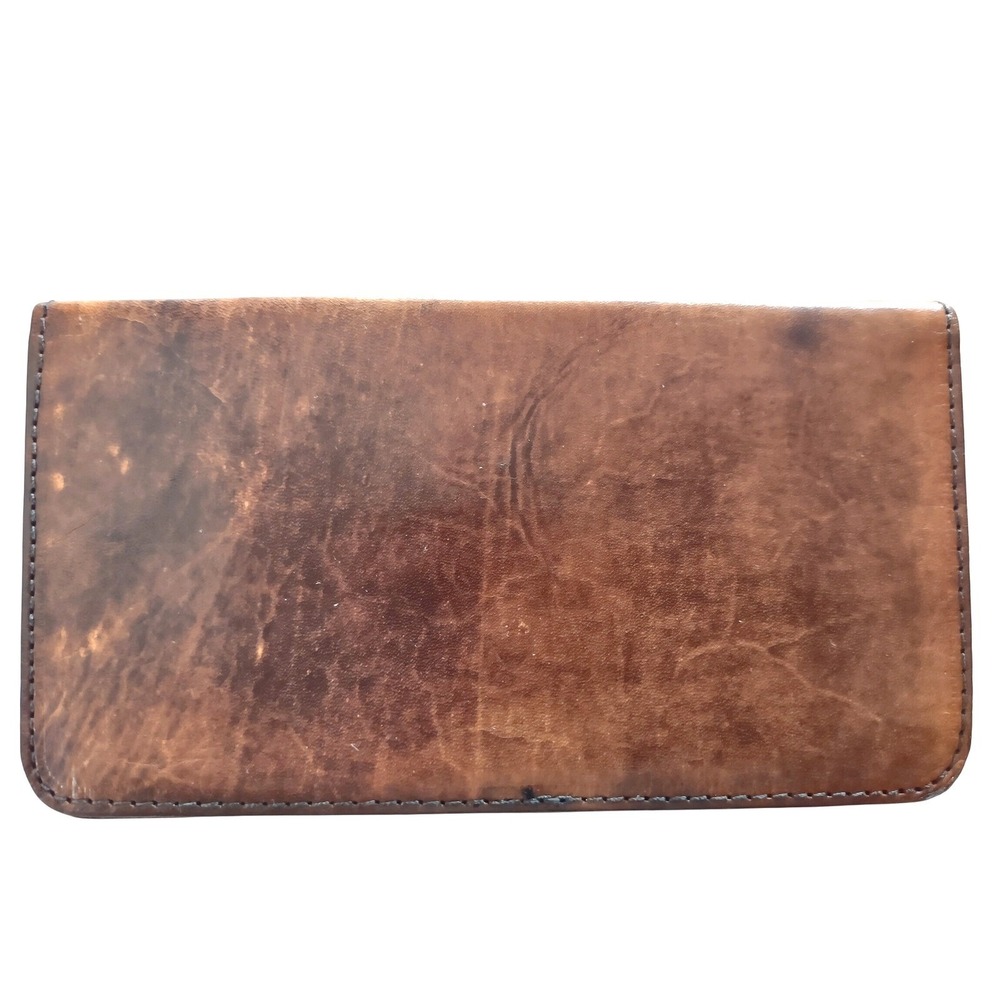 Handmade Leather Bifold Checkbook Cover‎ Brown Michigan Artist